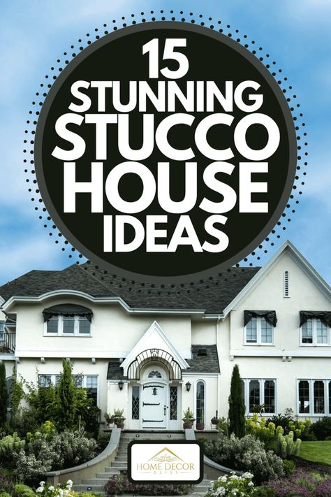 Single Story Stucco Exterior, Stucco Curb Appeal, Stucco Exterior Trim Ideas, Stucco House Colors Exterior Paint Ideas Farmhouse, Front Doors For Stucco Houses, Two Story Stucco House Exterior, Grey And White Stucco House Exterior, Florida Homes Exterior Stucco, Houses With Stucco Exterior