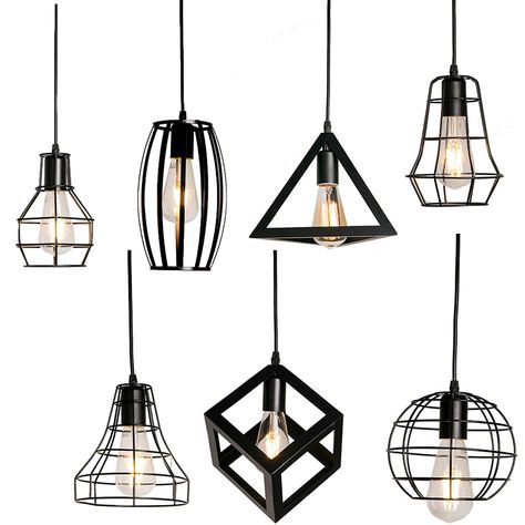 Iron Pendant Light, Black Cage, Room Master, Modern Pendant Lamps, Iron Pendant, Retro Lamp, Industrial Pendant Lights, Mode Design, Industrial Pendant