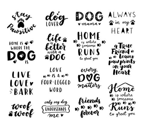 Dog phrase or lettering. inspirational q... | Premium Vector #Freepik #vector #pet-adoption #pet-care #pet #dog-set Dog Adoption Quotes, Silhouette Lion, Dog Phrases, Silhouette Chat, Pattern Design Ideas, Adoption Quotes, Dog Words, Dog Line Art, Logo Animal