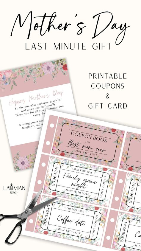 Customisable Mother's Day Gift Coupon Book for Mom Personalizable Coupon Book and Gift Card Last Minute Mother's Day Gift Printable Coupons - Etsy Coupon Book For Mom, Printable Vouchers, Printable Coupon Book, Mom Coupons, Gift Coupon, Mom Printable, Budget Gift, Mommy Gift, Coupon Template