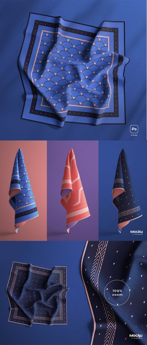 Silk Scarf Mockup Handkerchief Design Ideas, Scarf Designs Ideas, Scarf Graphic Design, Silk Scarf Packaging, Printed Scarf Design Pattern Silk Scarves, Print Scarf Design Ideas, Scarf Design Illustration Patterns, Silk Scarf Pattern, Scarf Packaging Ideas