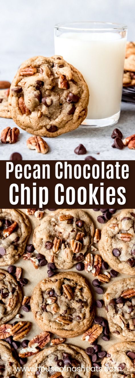 Chocolate Chip And Nut Cookies, Chocolate Chip Cookies With Pecans Recipe, Nutty Chocolate Chip Cookies, Chocolate Chunk Pecan Cookies, Best Pecan Cookie Recipes, Choc Chip Pecan Cookies, Brown Butter Chocolate Chip Pecan Cookies, Brown Butter Pecan Chocolate Chip Cookie, Butter Pecan Chocolate Chip Cookies