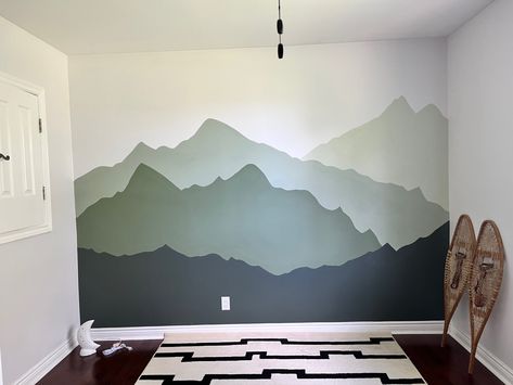 Mountain Nursery Mural, Mountain Nursery Ideas, Mountain Kids Room, Mountain Mural Kids Room, Nursery Mountain Mural, Mountain Themed Nursery, Mountain Nursery Theme, Mountain Wall Painting, Mountain Nursery Wall