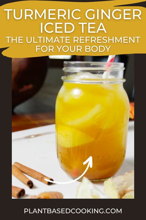 Iced Turmeric Tea, Tumeric And Ginger Tea Recipes, Yogi Tea Recipe, Turmeric Iced Tea, Tumeric Drinks Recipes, Turmeric Green Tea Recipe, Ginger Tumeric Tea, Ginger Iced Tea Recipe, Nourishing Drinks