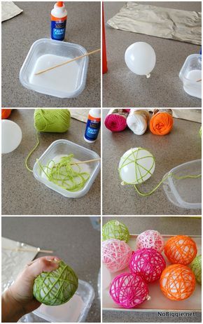 Påskeaktiviteter For Barn, Diy – Velikonoce, Ball Craft, Diy Osterschmuck, Diy Glue, Yarn Balls, Diy Yarn Crafts, Easter Decorations Dollar Store, Easter Decorations Diy Easy