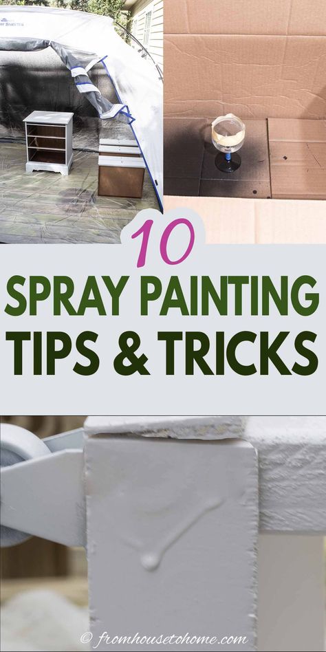 If you’re wondering how to spray paint furniture (or any other spray painting projects) without drips, then read these easy tips. They’re helpful ideas for simple ways to spray paint evenly. I am so saving these spray painting techniques to try myself soon!! Paint Tricks, Spray Paint Techniques, Spray Paint Tips, Painting Tips And Tricks, Spray Paint Wood, How To Spray Paint, Spray Paint Furniture, Paint Tools, Diy Spray Paint