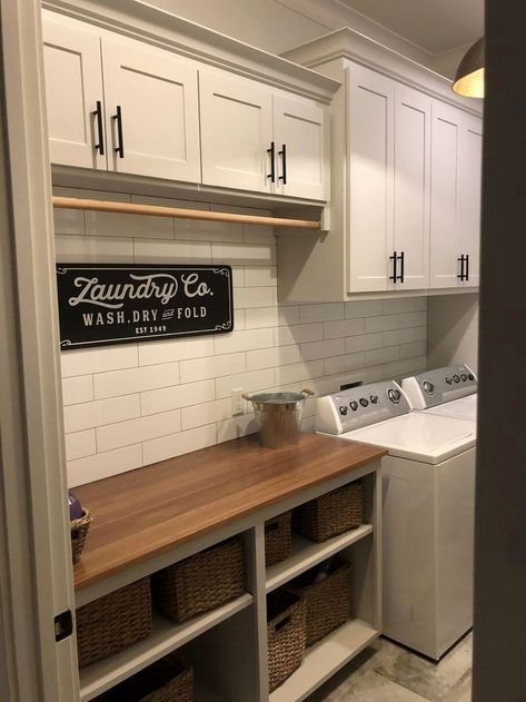 #laundry #diy #organization Laundry Room Decor Ideas, Laundy Room, Laundry Room Update, House Laundry Room, Ikea Desk Hack, Rustic Laundry Rooms, Basement Laundry Room, Dream Laundry Room, Basement Laundry