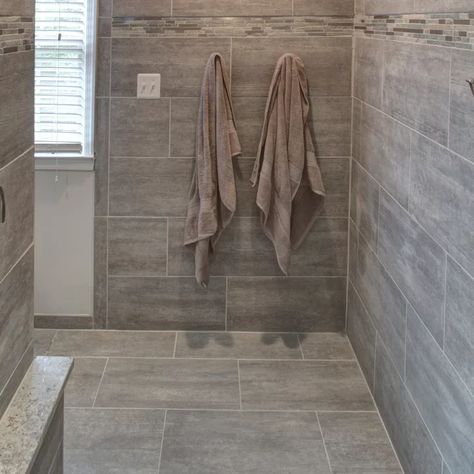 Doorless Master Shower - Photos & Ideas | Houzz Long Shower Ideas Master Bath, Curbless Doorless Shower Ideas, Walk In Showers For Master Bathrooms, Onyx Shower Ideas Walk In Master Bath, Enclosed Walk In Shower Ideas, Convert Tub To Shower Walk In, Shower With No Door Walk In, Roman Shower Walk In Master Bath, Glassless Shower Walk In