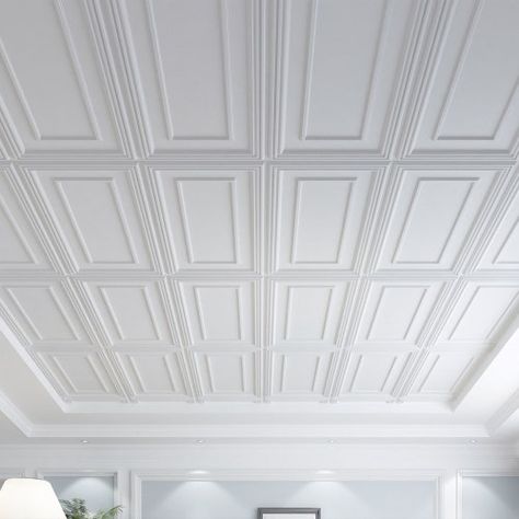 Basic 2 Ft. X 4 Ft. PVC Lay-in /drop in Ceiling Tile 96 - Etsy Decorative Drop Ceiling, Wallpaper Drop Ceiling Tiles, Peel And Stick Ceiling Tiles, Ceiling Panels Ideas, Basement Ceiling Tiles, Coastal Basement, Cheap Ceiling Covering Ideas, White Drop Ceiling, Decorative Drop Ceiling Tiles