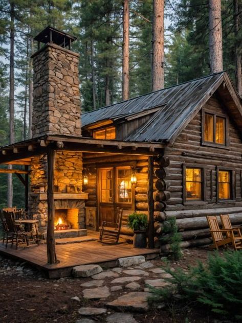 Cute Cabins, Log Cabin Rustic, Forest Cottage, Small Log Cabin, Rustic House Plans, Cabin Exterior, Beautiful Cabins, Cabin Living, Log Cabin Homes