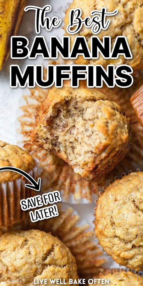 Best Banana Muffins, Live Well Bake Often, Banana Muffins Easy, Banana Nut Muffins, Banana Muffin Recipe, Banana Bread Muffins, Homemade Muffins, Banana Healthy, Health Nutrition