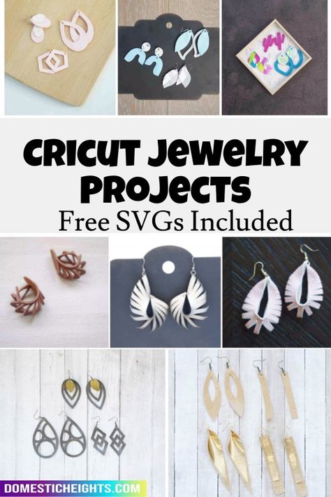 Cricut Jewelry Ideas with Free Templates Cricut Paper Earrings, Cricut Maker Jewelry Projects, Cricut Projects Jewelry, Jewelry With Cricut, Cricut Jewelry Ideas, Diy Acrylic Earrings, Diy Leather Tassel, Cricut Jewelry, Cricut Earrings