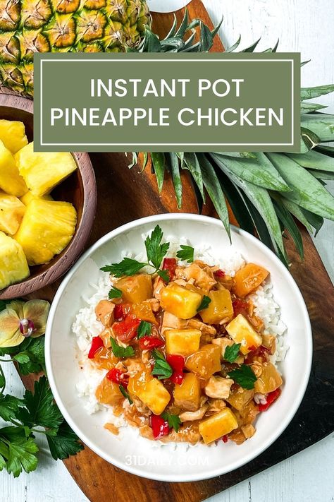 Instant Pot Pineapple Chicken is a quick and easy, delicious meal that transports you to the tropics. Ready in 30 minutes or less, it’s packed with Hawaiian flavor, and fresh fruits and vegetables. Pineapple Recipes, Pineapple Chicken, Quick Chicken, Easy Instant Pot Recipes, Instant Pot Dinner Recipes, Instapot Recipes, Instant Pot Chicken, Fresh Fruits, Fresh Fruits And Vegetables