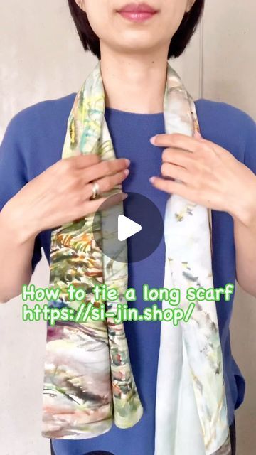 Si-jin_Scarf on Instagram: "How to tie a long scarf. A little bit layering feeling.  https://si-jin.shop/  #scarf #scarfstyle #scarffashion #classic #schal  #rose #rosefabric #art #artwork #silkscarves  #howtowearscarf #howtowearscarves #scarves" How To Tie A Long Silk Scarf, How To Wear A Long Scarf, How To Tie A Long Scarf, Tie A Long Scarf, Long Scarf Tying, Silk Scarf Tying, Long Silk Scarf, Scarf Tying, How To Wear Scarves