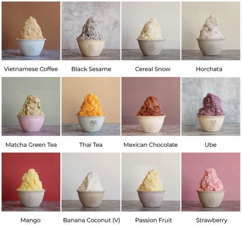 Shaved Ice Cream Recipes, Asian Shaved Ice, Shave Ice Flavors, Thai Shaved Ice, Shaved Ice Toppings, Shave Ice Recipe, Gourmet Shaved Ice, Shaved Ice Syrup Recipe, Shaved Ice Party