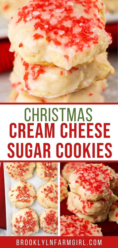 Cinnamon Cream Cheese Cookies, Christmas Cream Cheese, Cream Cheese Sugar Cookie Recipe, Cheese Christmas, Christmas Cream, Cream Cheese Cookie Recipe, Cream Cheese Recipe, Cream Cheese Sugar Cookies, Sprinkles Recipe