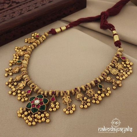 925 Pure Silver Kundan Haram From 'Nakoda Payals' • South India Jewels Kundan Haram, Nakoda Payals, Bridal Gold Jewellery Designs, Kundan Necklaces, Bridal Gold Jewellery, Kundan Jewellery, South India, Gold Jewellery Design, Bridal Jewelry Sets