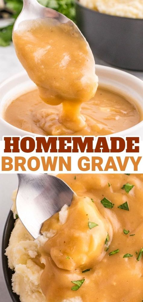 Homemade Brown Gravy is a delicious sauce recipe made with butter, flour, onions, minced garlic, Worcestershire sauce, balsamic vinegar and either beef or chicken broth. Beef Gravy Recipe Easy, Brown Onion Gravy, Brown Gravy Recipe Easy, Beef Gravy Recipe, Easy Brown Gravy, Homemade Brown Gravy, Brown Gravy Recipe, Homemade Gravy Recipe, Easy Gravy Recipe