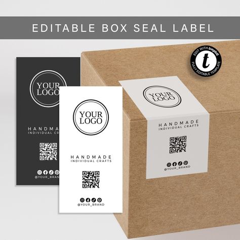 Modern & Editable Box Seal Label Template for DIY Packaging Designs. Perfect for your handmade soaps, candles, or other small businesses. #diypackaging #packagingdesign . #Sticker_For_Packaging_Design #Stickers_For_Box_Packaging #Sticker_On_Packaging_Design #Box_Stickers_Packaging Sticker For Packaging Design, Sticker On Packaging Design, Box Stickers Packaging, Stickers For Box Packaging, Stickers For Packaging Boxes, Sticker For Box Packaging, Stickers For Packaging Products, Box Seal Sticker Design Kpop, Small Business Label Ideas