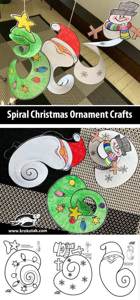 Christmas Crafts In The Classroom, Santa Projects For Kids, Grade 3 Christmas Activities, Christmas Projects Kindergarten, Spiral Christmas Ornament Crafts, Christmas Craft Grade 1, Christmas Craft Ideas For Kindergarten, Class Christmas Activities, Christmas Craft For School