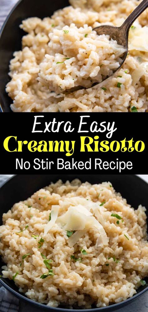 Quick Risotto Recipe, Baked Risotto Recipes, Quick Risotto, Dairy Free Risotto, Mamagourmand Recipes, Oven Risotto, Risotto Recipes Chicken, Oven Baked Rice, Meal Sides