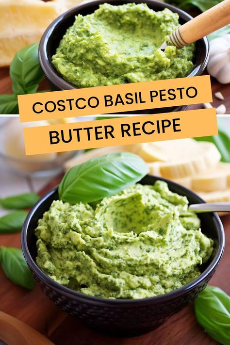 Costco Basil Pesto Butter Recipe – Hungarian Chef Basil Pistachio Butter, Costco Pesto Recipes, Pesto Butter Recipe, Basil Pesto Butter, Vegan Basil Pesto, Pesto Butter, Pesto Dishes, Flavored Butters, Basil Pesto Recipes