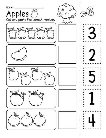 Apples Number 1-5 Cut and Paste Match to 5 Preschool Math Activity Worksheets 1 To 5 Worksheet Preschool, Measuring Worksheets Preschool, Counting 1-5 Activities, Flashcards For Preschoolers, Number 1 To 5 Activities For Preschool, Challenging Activities For Preschoolers, 1-5 Number Worksheets, Apple Worksheets Kindergarten, Numbers 1-5 Activity Preschool