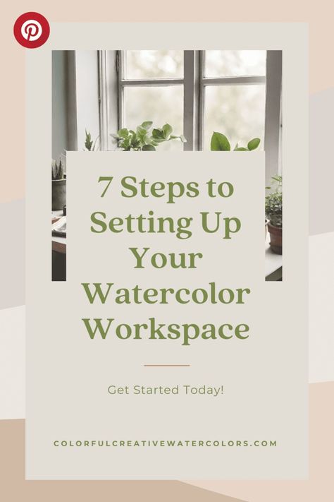 7 Steps to Setting Up Your Watercolor Workspace - Colorful Creative Watercolors Watercolor Set Up, Watercolor Workshop Ideas, Ways To Display Watercolor Paintings, Watercolor Workspace, Watercolor Studio Setup, Watercolor Organization, Watercolour Palette Setup, Watercolor Art Studio, Watercolour Supplies For Beginners