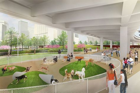 Pet Playground Design, Dog Parks Design, Pet Park Architecture, Dog Park Design Landscape Architecture, Rooftop Dog Park, Play Park Design, Animal Architecture Concept, Dog Park Design Architecture, Dog Daycare Design Pet Resort