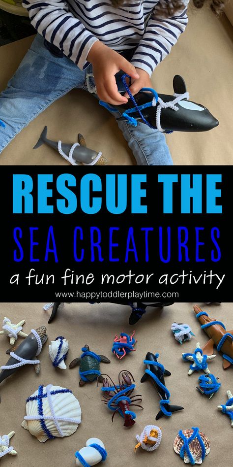 Rescue the Sea Creatures is a fun fine motor ocean themed activity for toddlers or preschoolers. Let your little one free whales and starfish using their fingers or scissors! 2s Classroom, Ocean Activities Preschool, Classroom Designs, Ocean Theme Preschool, Sea Activities, Fine Motor Activity, Fine Motor Activities For Kids, Nursery Activities, Ocean Activities