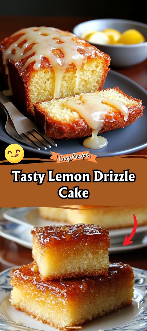 Savor the zesty freshness of this classic Lemon Drizzle Cake. Moist and tangy, this cake is infused with lemon zest and topped with a sweet lemon glaze that adds the perfect finishing touch. It's a simple yet sensational dessert everyone will love. #LemonCake #CitrusFlavor #BakingJoy Lemon Bliss Cake, Lemon Bundt Cake Decoration, Orange Drizzle Cake Recipes, Simple Cake Glaze, Lemon Cake With Lemon Glaze, Lemon Crème Cake, Lemon Cake Glaze Recipe, Lemon Custard Cake Recipe, Mini Lemon Drop Cakes