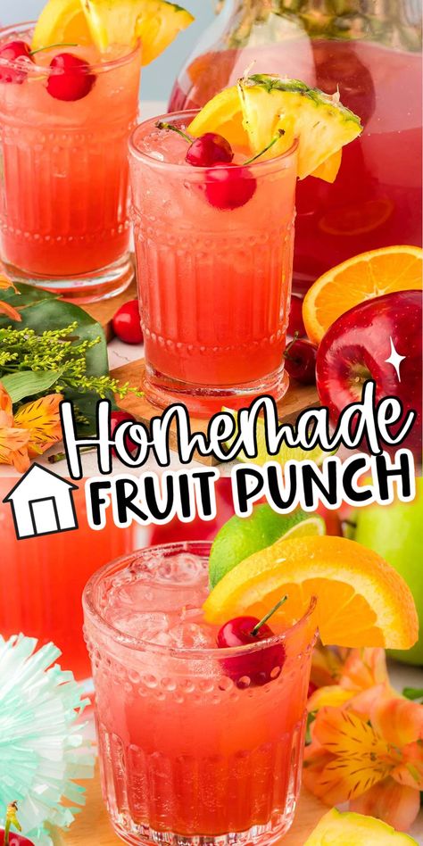 Learn How To Make Fruit Punch with the best high-quality ingredients to have the most delicious party drink at all of your gatherings! Prep a batch of this fruity, perfectly sweet punch in less than 5 minutes! Homemade Fruit Punch Juice, How To Make Fruit Punch, Fruit Punch Juice Recipe, Jamaican Fruit Punch, How To Make Punch For A Party, Fruit Punch Recipes Non Alcoholic, Homemade Fruit Punch, Non Alcoholic Fruit Punch, Alcoholic Fruit Punch