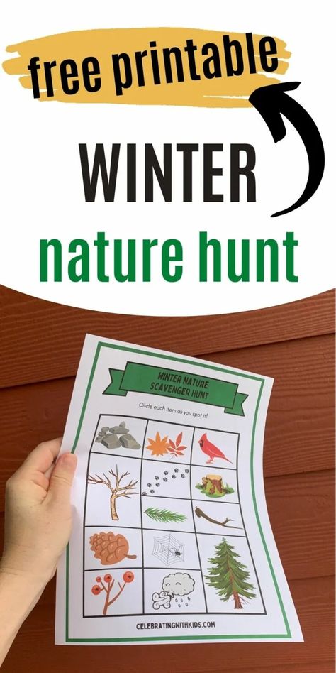 Winter Scavenger Hunt For Kids, Winter Scavenger Hunt, Nature Walk Scavenger Hunt, New Year's Eve Crafts, Nature Hunt, Forest School Activities, Scavenger Hunt For Kids, Winter Preschool, Winter Nature