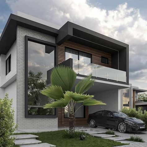 Apartment Designs, House Models, House Facades, Contemporary House Exterior, House Design Exterior, Exterior Modern, Digital Network, Modern House Facades, Architect Design House