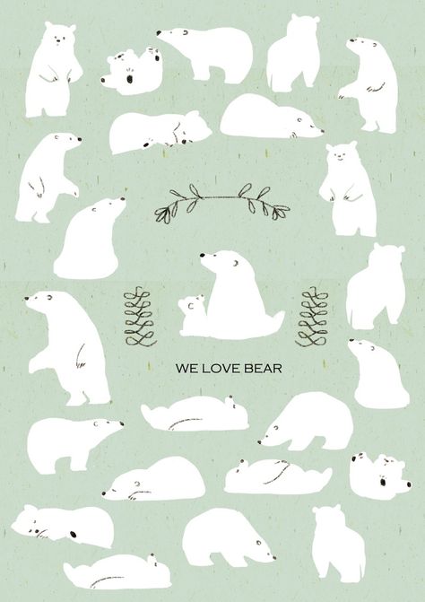 Cute Polar Bear Illustration, Polar Bear Design, Puppy Illustration Cute, Cute Polar Bear Drawing, Bear Art Illustration, Bear Illustration Cute, Momoro Illustration, Bear Illustration Art, Cute Bear Illustration