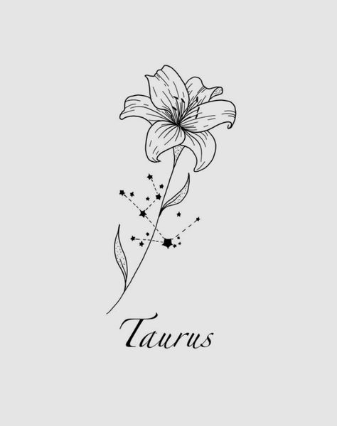 Taurus Tattoos Ideas, Horoscope Taurus Tattoo, Taurus Collar Bone Tattoo, Zodiac Sign With Flowers Tattoo, Aries Zodiac Flower Tattoo, Zodiac Birth Flower Tattoos, Zodiac Astrology Tattoo, Taurus With Flowers Tattoo, Taurus Tattoo Zodiac Signs