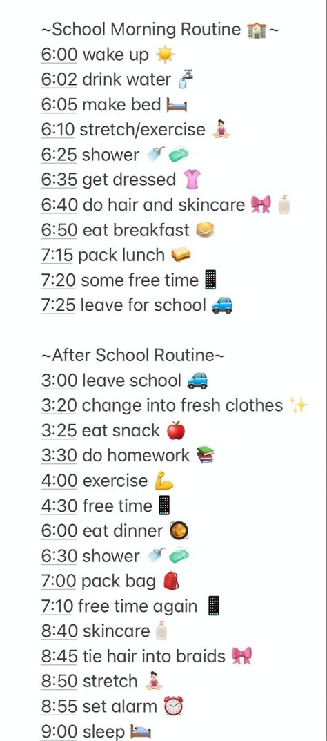 Good Routines To Get Into, Summer Daily Routine For Teens, Get Ready For School Routine, School Morning Routine 6:00 Am, Tips For 6th Grade, Before School Routine, Middle School Essentials, Night Before School, School Routine For Teens