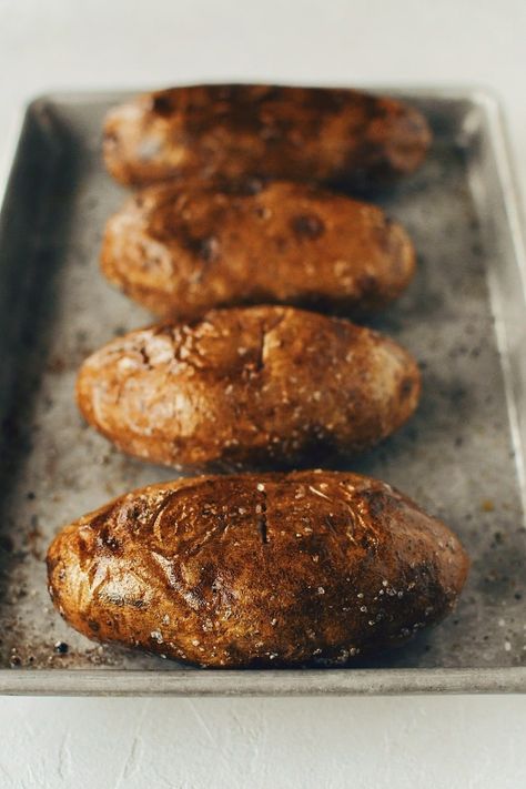 Baked Potato With Crispy Skin, Crispy Skinned Baked Potatoes, Crispy Skin Baked Potatoes In The Oven, Crisp Baked Potatoes, Elevated Baked Potato, Crispy Russet Potatoes Oven Baked, Crispy Skin Baked Potato, Crispy Baked Potatoes In The Oven, Crusty Baked Potatoes