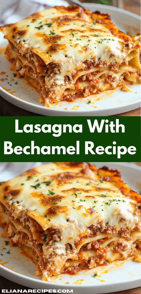 Searching for creamy lasagna recipe ideas? This lasagna with bechamel recipe is a delicious choice! Enjoy the rich flavors in this perfectly baked dish, one of the best lasagnas recipe options. Lasagna Bechamel, Ultimate Lasagna Recipe, Lasagna With Bechamel, Lasagna With Bechamel Sauce, Bechamel Recipe, Lasagna Dinner, Bechamel Sauce Recipe, Best Lasagna Recipe, Lasagna Recipes