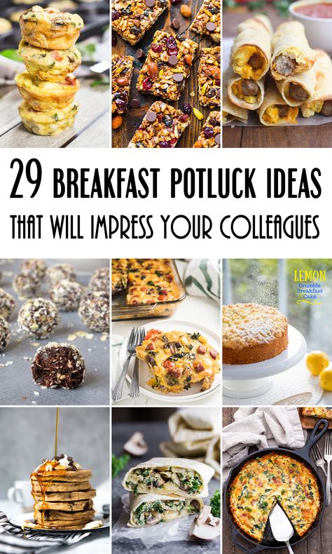 29 Breakfast Potluck Ideas For Work That Will Impress Your Colleagues #breakfast #potluck | yummyaddiction.com Breakfast At Work Party, Breakfast For Potluck Parties, Breakfast To Share At Work, What To Bring To A Breakfast Potluck, Brunch Potluck Ideas For Work, Breakfast Potluck Ideas For Work, Potluck Breakfast, Breakfast Potluck Ideas, Breakfast Parties