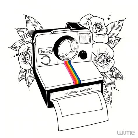 BLACKWORK TATTOO ✖️ POLAROID Polaroid Tattoo, Camera Drawing, Polaroid Camera, Desenho Tattoo, Pencil Art Drawings, Blackwork Tattoo, Doodle Drawings, A Drawing, Art Drawings Simple