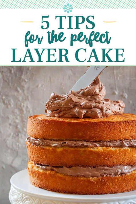 Even Cake Layers How To Get, Filled Layered Cakes, Best Cake For Layering, How To Frost A 3 Layer Cake, Easy Double Layer Cake, Icing A Layer Cake, 4 Layer Cake Birthday, How To Split Cake Layers, How To Make A 3 Layer Cake