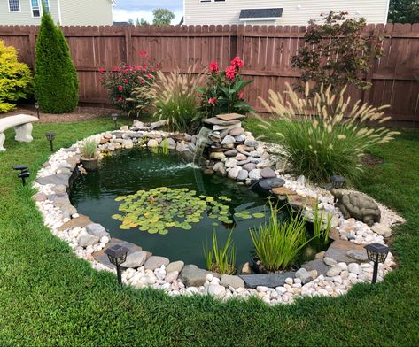 Small Backyard Ponds, Diy Ponds Backyard, Kolam Koi, Fish Pond Gardens, Garden Pond Design, Diy Pond, Small Pond, Pond Waterfall, Pond Landscaping