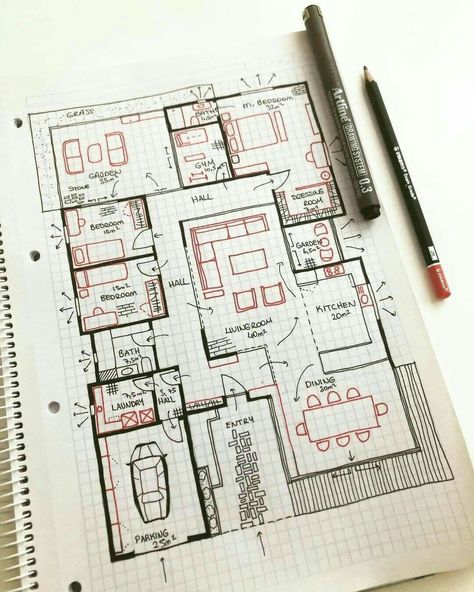 Interior Design Sketchbook, Interior Design Student, Architecture Drawing Plan, Interior Architecture Drawing, Architecture Life, Interior Design Drawings, House Floor Design, Interior Design Sketches, Architecture Design Sketch