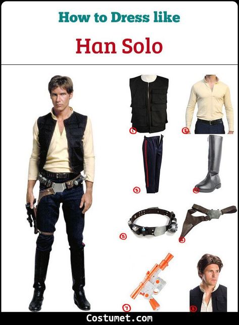 Han Solo (Star Wars) Costume for Cosplay & Halloween 2021 Star Wars Costumes For Boys, Diy Star Wars Costume Men, Last Minute Star Wars Costume, Hans Solo Costume Diy, Han Solo Costume Women, Star Wars Outfits Men, Cosplay Ideas Star Wars, Star Wars Dress Up, Mens Disney Costume