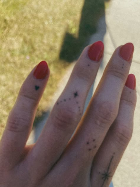 666 Stick And Poke, Stick And Poke Tattoo Example, Tiny Stick And Poke Hand Tattoos, Stick And Poke Tattoo Leg, Hand Stick N Poke Tattoo, Stick N Pokes On Hand, Small Matching Stick And Poke, Stick And Poke Ideas Small Finger, Stick Amd Poke Idea