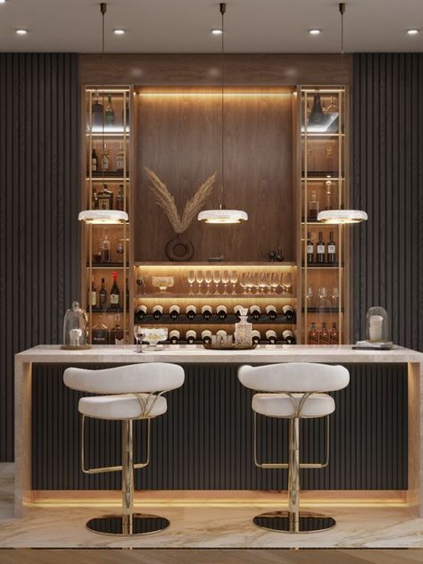 Bar In House Ideas, Home Bar Designs Luxury, Bar Counter Design Home, Modern Home Bar Designs, Bar Lounge Room, Coffee Lounge, Bar Counter Design, Kitchen Bar Design, Home Bar Areas