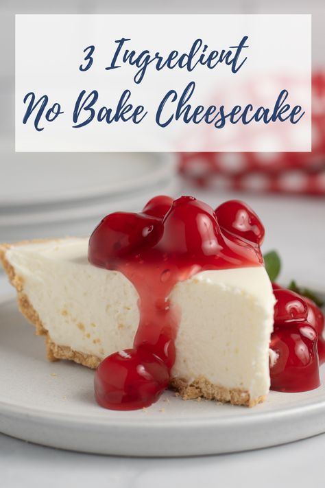 Really! It only takes 3 ingredients and a few minutes to make this rich, creamy no bake cheesecake. Put it in the crust of your choosing, or even make it crustless. Then top it however you like for a company-worthy dessert. 4 Ingredient No Bake Cheesecake, Woolsworth No Bake Cheesecake, Easy Cheesecake Recipes No Bake 4 Ingredients Cool Whip, No Bake Cheesecake Without Heavy Cream, Cheesecake With Premade Crust, Oatmeal Crust Cheesecake, Whipped Cheesecake No Bake, Non Bake Cheesecake Recipes, 3 Ingredient Cheesecake No Bake