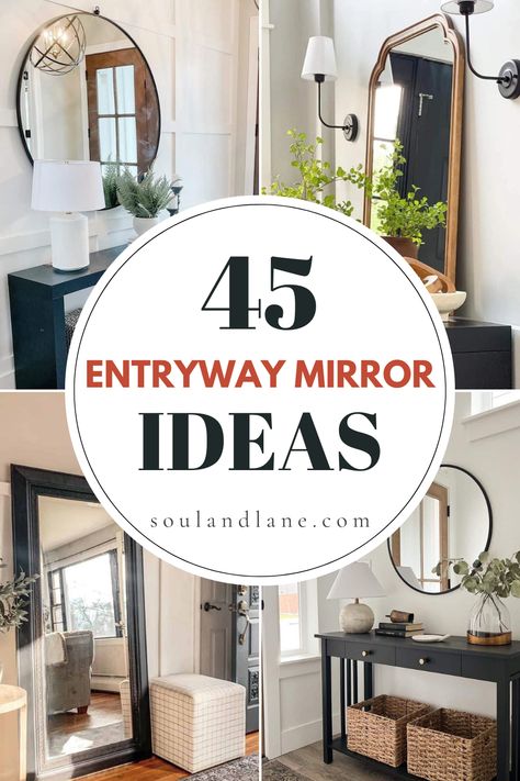 Elevate your foyer design with these entryway mirror inspirations that reflect your unique style. Whether you prefer a minimalist approach or a bold statement piece, these ideas showcase the power of mirrors in creating an inviting and visually striking entry space. Foyer Mirror Ideas Entry Ways, Small Foyer Ideas Entryway Entrance, Foyer Ideas Entryway Modern, Entryway Mirror Ideas, Foyer Design Modern Entrance, Hallway Mirror Decor, Small Foyer Ideas, Entrance Ideas Entryway, Foyer Mirror