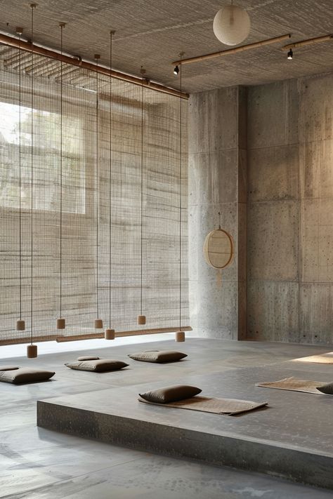 15 Zen-Inspired Yoga Studio Designs - TastyInteriors Loft Yoga Studio, Japandi Yoga Studio, Industrial Yoga Studio, Meditation Studio Design, Yoga Studio Design Interiors, Meditation Room Decor Zen Space, Yoga Studio Aesthetic, Yoga Space Design, Modern Yoga Studio